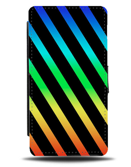 Black and Multicoloured Stripe Pattern Flip Cover Wallet Phone Case Stripes i901