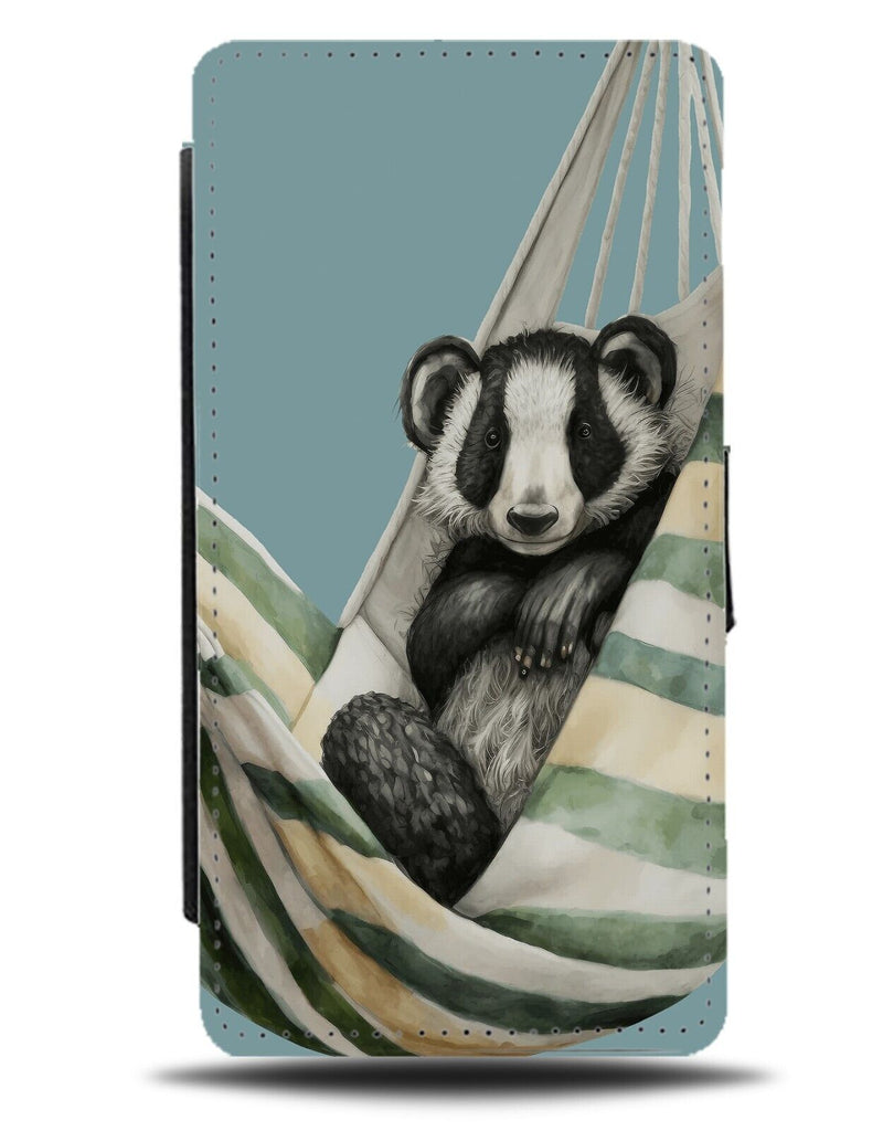 Badger Chilling In a Hammock Flip Wallet Case Hammocks Badgers Sleeping CZ91