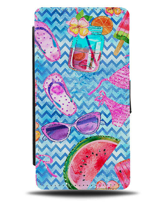 Party Holiday Cocktail Pattern Flip Wallet Case Design Drawings Print Art G852
