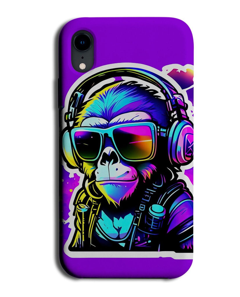 DJ Monkey Phone Case Cover Monkeys Neon Colourful Sticker Style Raver Rave CB81