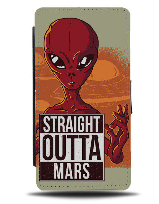 Straight Outta Mars Alien Flip Wallet Case Gangster Compton Design Rapper i974