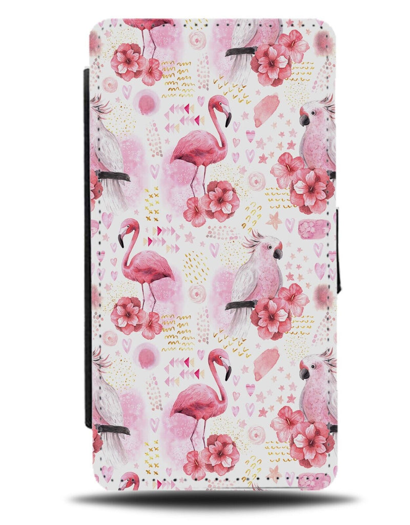Baby Pink Flamingos and Parrots Flip Wallet Case Parrot Girl Girls Floral Bc82