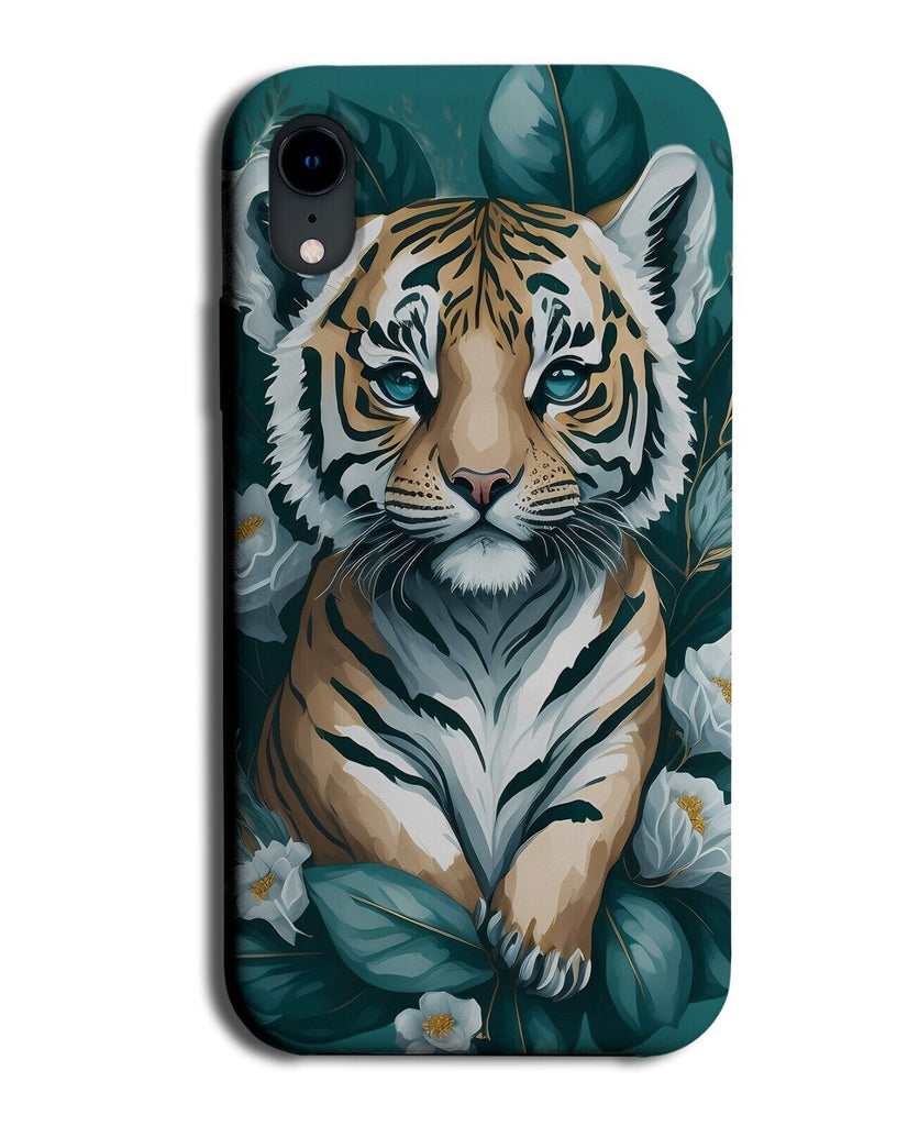 Turquoise Green Floral Tiger Phone Case Cover Tigers Green Teal Baby Cub CB48