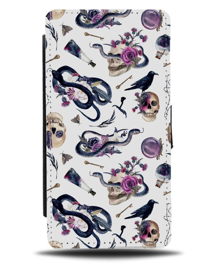 Gothic Halloween Flip Wallet Case Goth Grunge Skulls Skull Flowers Roses AS56