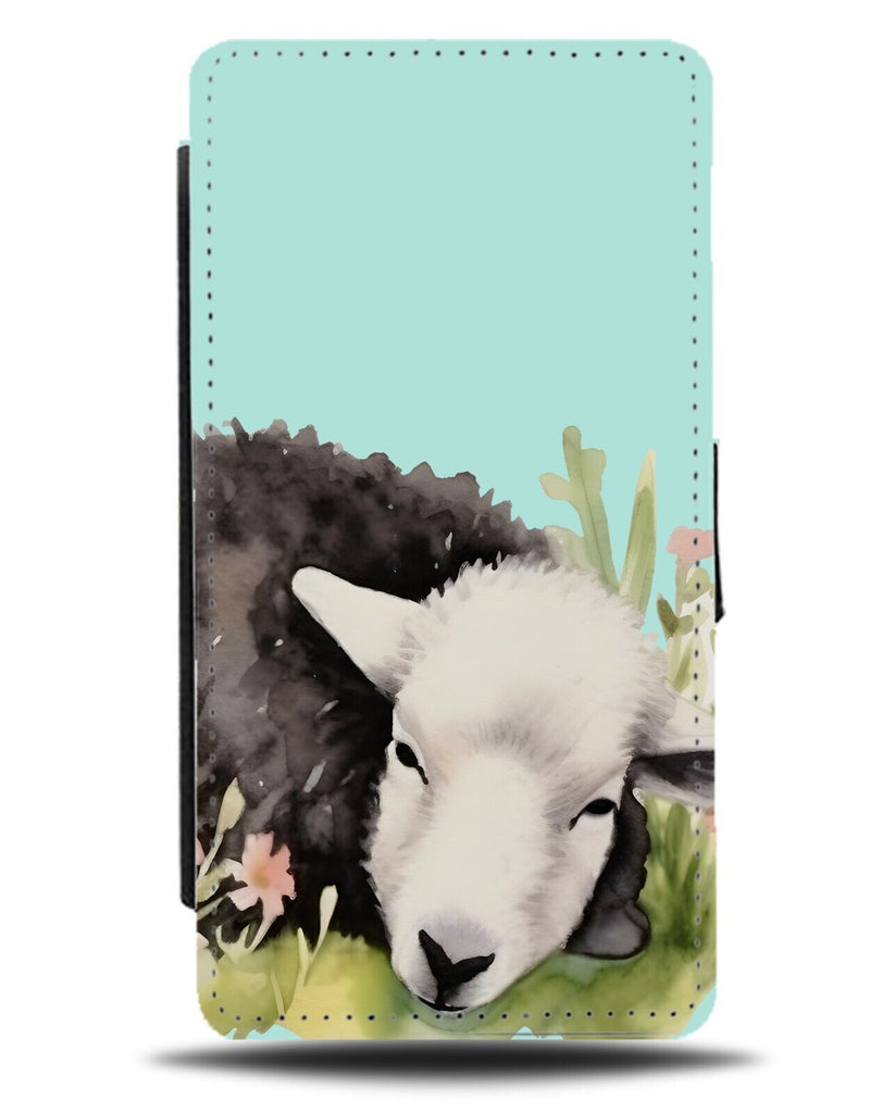 Black Lamb Watercolour Flip Wallet Case Lambs Sheep Baby Of The Family Farm BY41