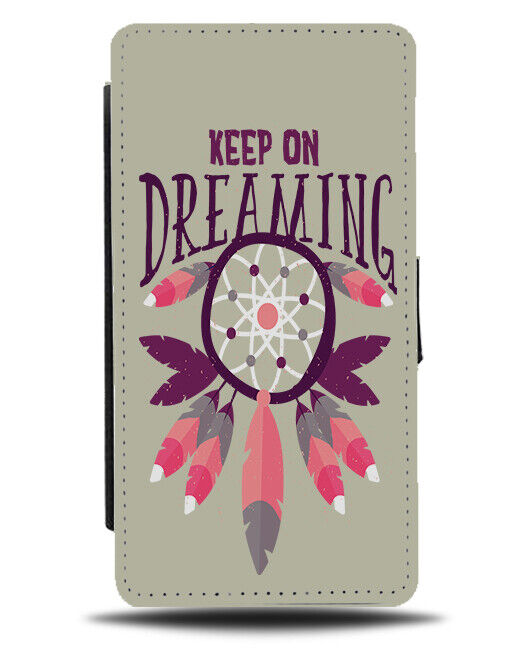 Keep On Dreaming Flip Wallet Case Dreamcatcher Feathers Dream Catcher K933