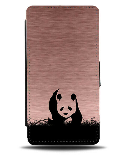 Panda Bear Silhouette Flip Cover Wallet Phone Case Giant Pandas Rose Gold i115