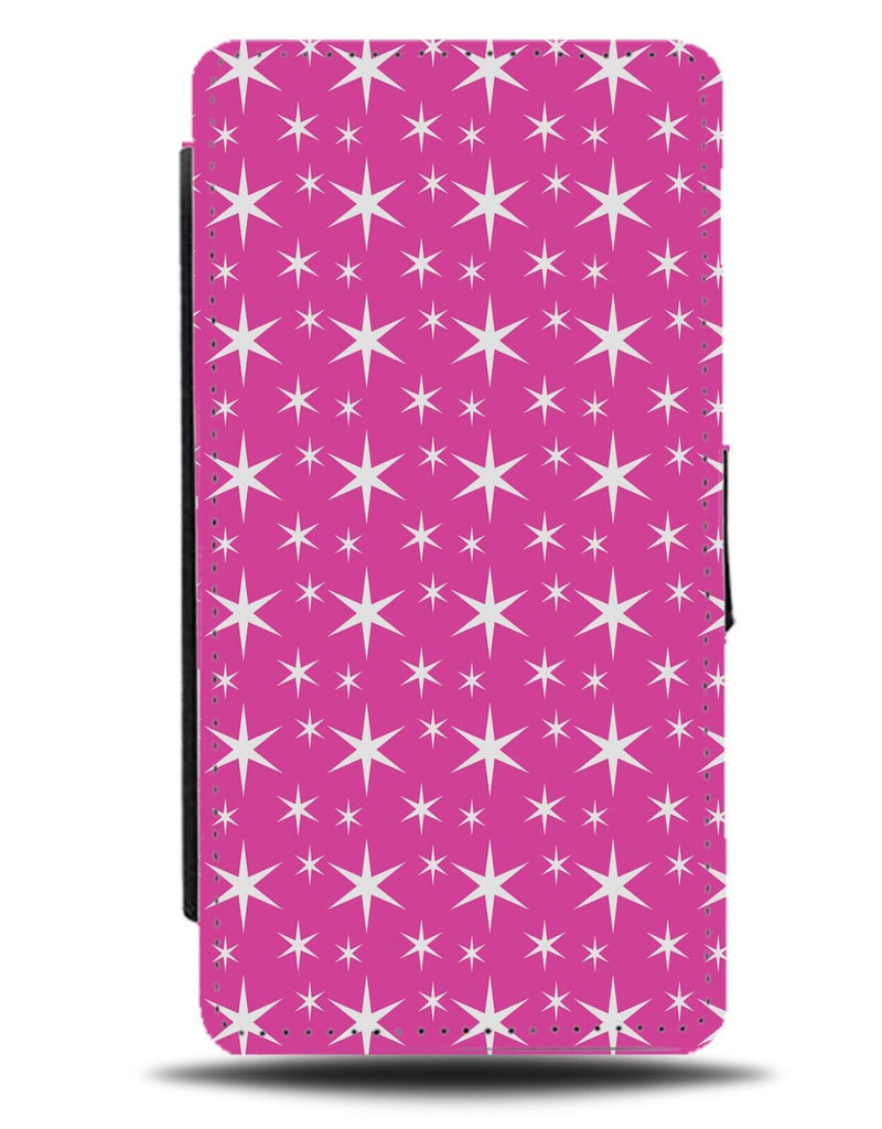 Twinkly Hot Pink Stars Flip Wallet Case Star Thin Shape Sky Night Coloured BA11