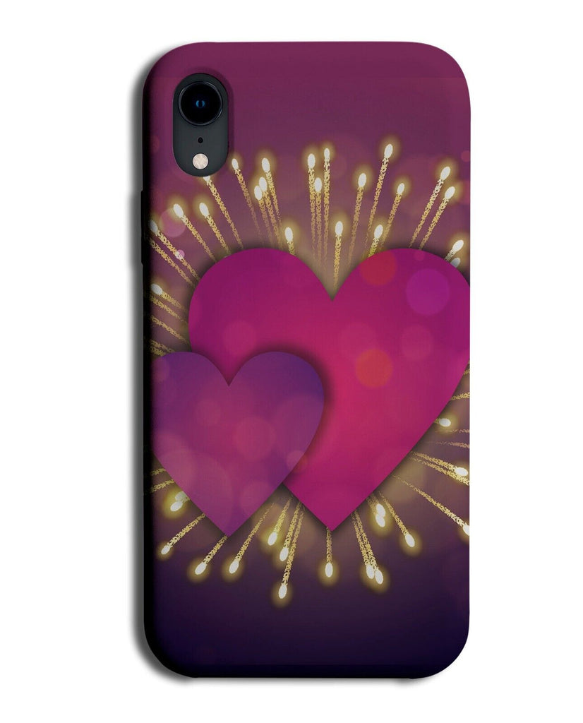 Purple Valentines Day Love Heart Firework Phone Case Cover Valentines Shape Q068