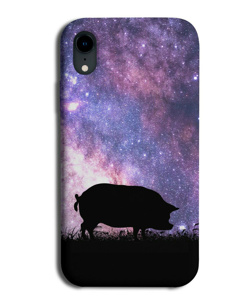 Pig Silhouette Phone Case Cover Pigs Space Stars Night Sky i189