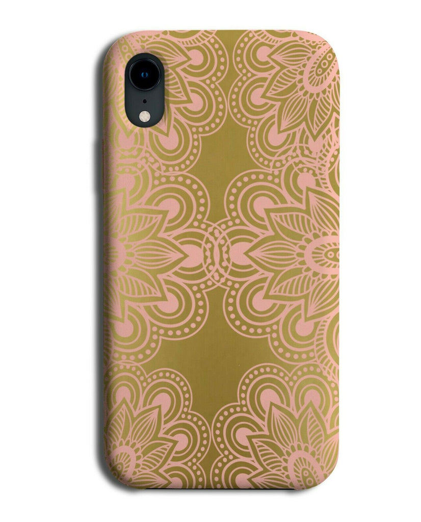 Pink and Gold Mandala Pattern Phone Case Cover Stencilling Golden Floral C225