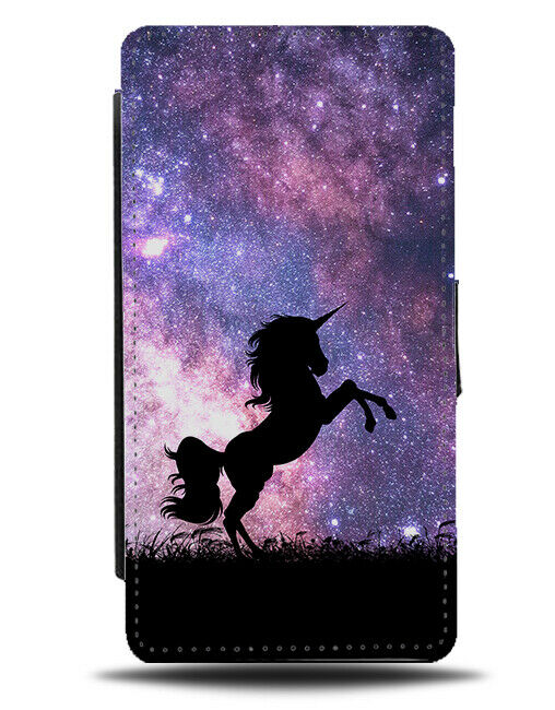 Unicorn Silhouette Flip Cover Wallet Phone Case Unicorns Space Stars Night i196