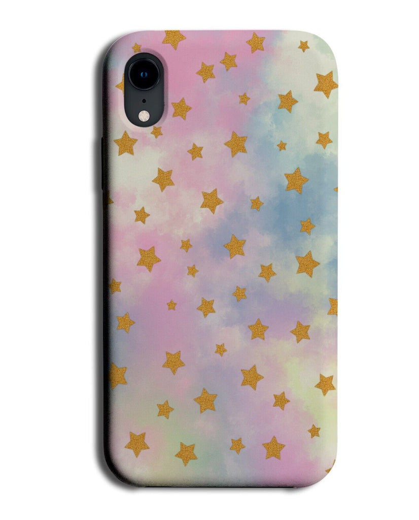 Pastel and Gold Stars Phone Case Cover Pattern Golden Star Colours Clouds P338A