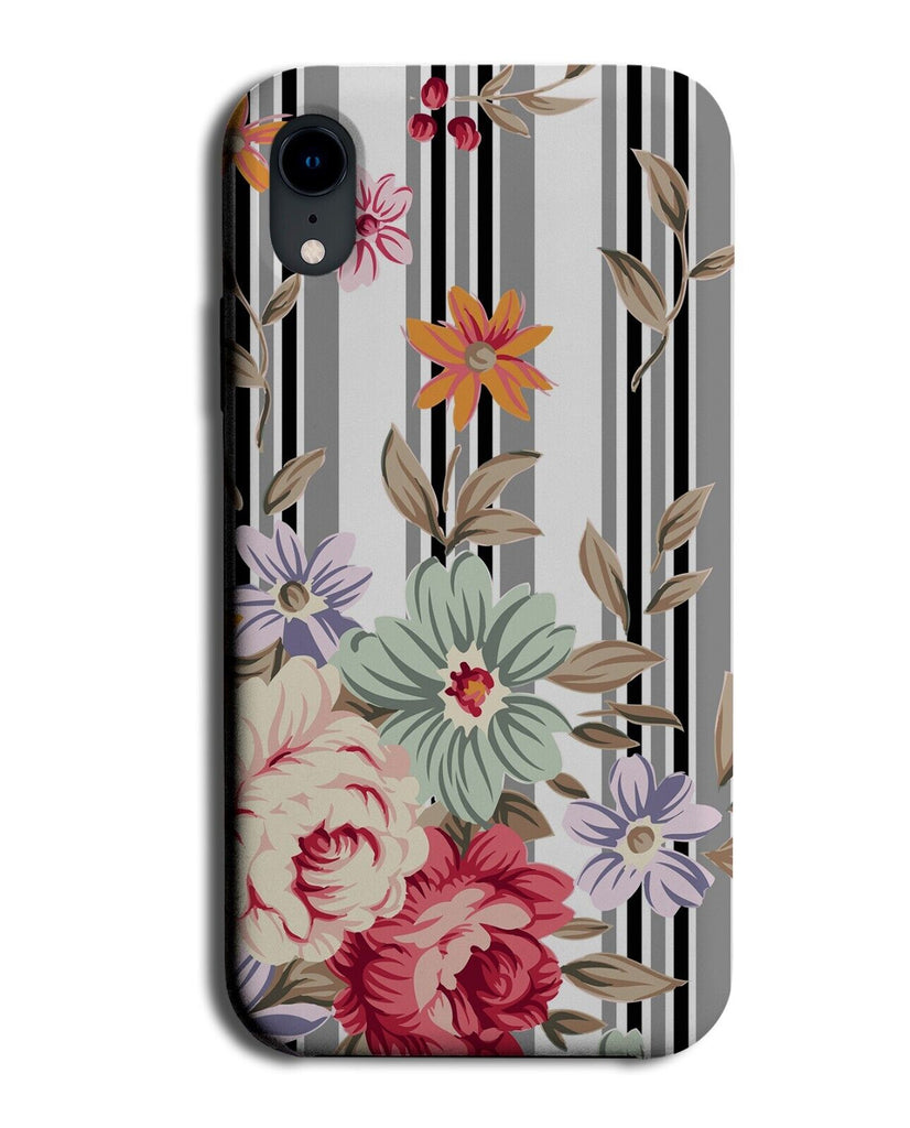 Retro Floral Design Phone Case Cover 60s Sixties Shabby Chic Black & White BA46
