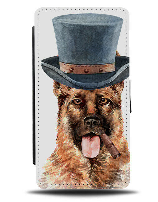 Gentleman German Shepherd Flip Wallet Case Funny Hat Gift Outfit Posh K706