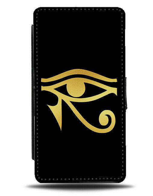 Black Gold Egyptian Eye Flip Cover Wallet Phone Case Golden Hieroglyphics si319