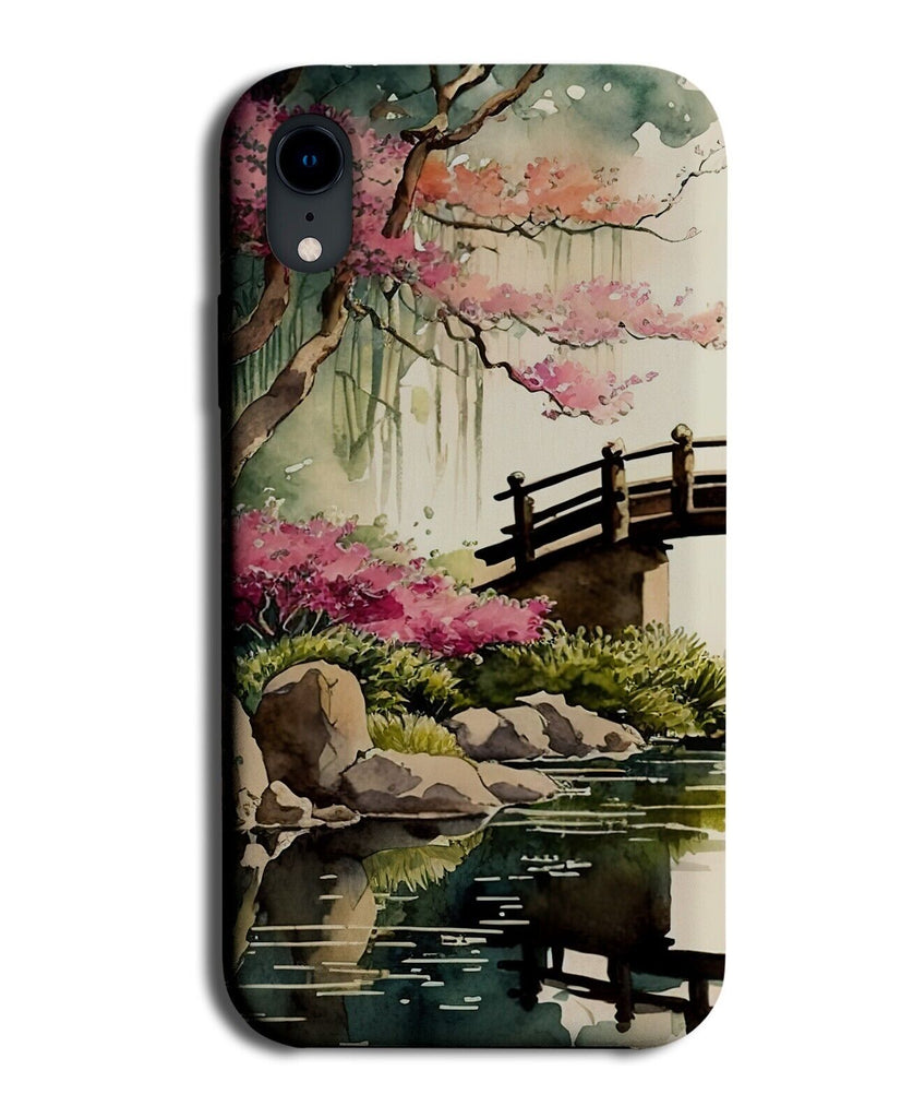 Oil Painting Bridge Gardens Phone Case Cover Garden Japanese Art Artwork Be07