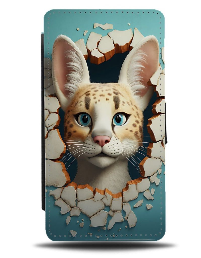 Funny Serval Cat Flip Wallet Case Break Through Wall Servals Cerval Cervals CV69