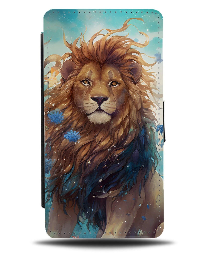 Gallant Brave Lion Flip Wallet Case Bravery Lions FLowing Hair In Wind CE43