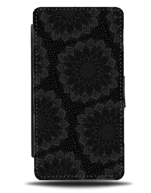 Mandala Flowers Flip Wallet Case Flower Decorative Shapes Rug Carpet Design N531