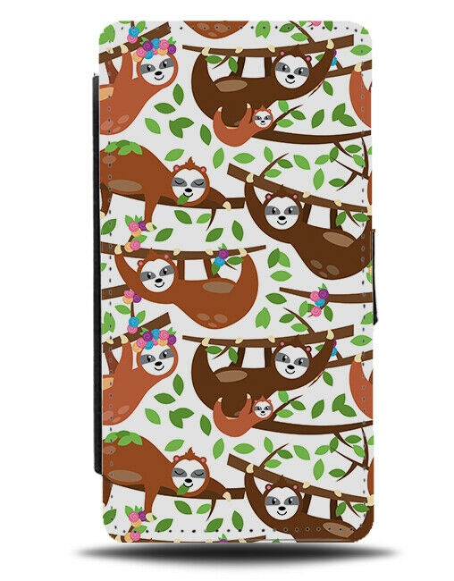 Cartoon Sloth Drawing Picture Flip Wallet Case Photo Sloths Kids Pattern G121