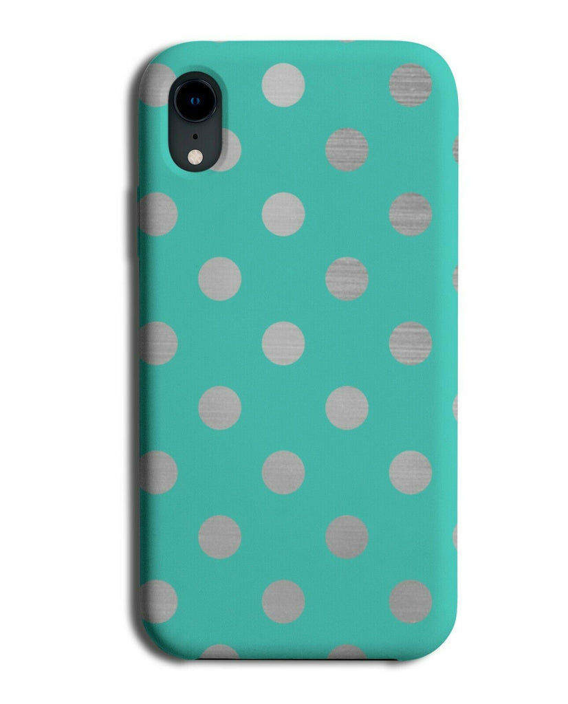 Turquoise Green and Silver Polka Dot Phone Case Cover Spots Dots Grey i505