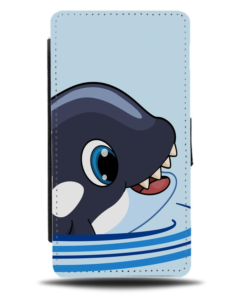 Breaching Killer Whale Flip Wallet Case Whales Face Orca Breach Cartoon AF68