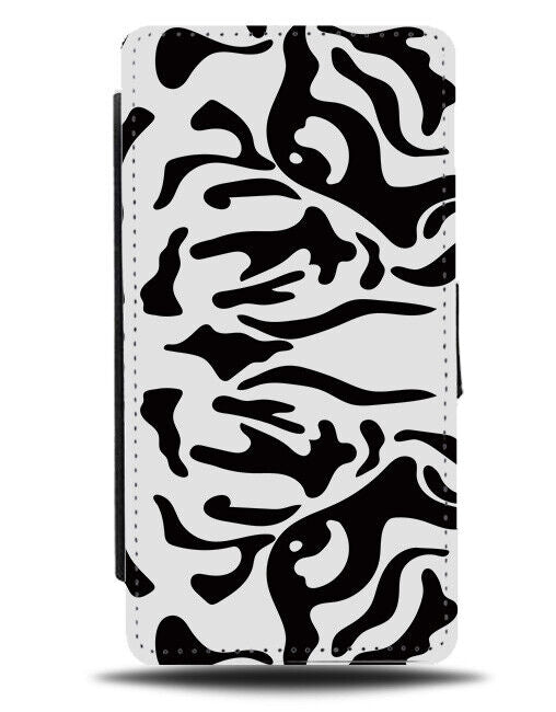 Black and White Tigers Eyes Flip Wallet Case Tiger Face Close Up Drawing K348