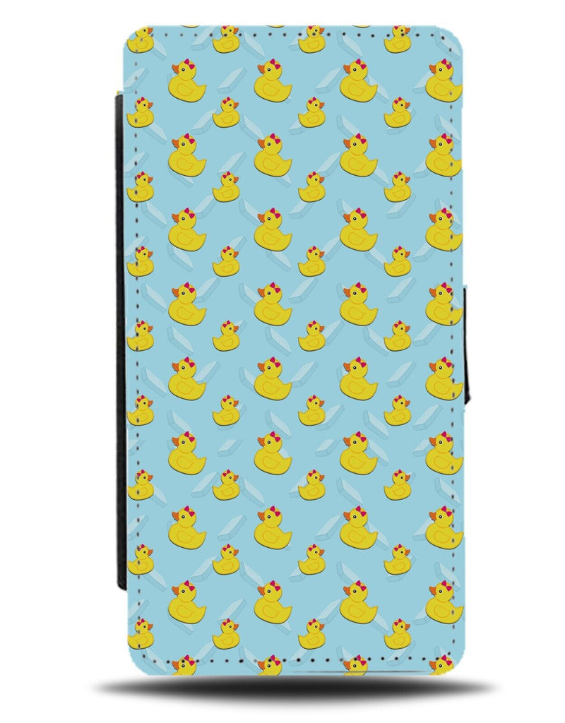 Rubber Duck In The Bath Pattern Flip Wallet Case Ducks Yellow Blue Classic CM82