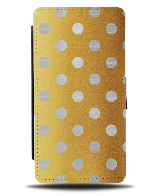 Gold With Silver Spotted Flip Cover Wallet Phone Case Spots Pattern Grey i557