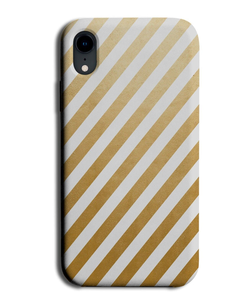 White and Golden Diagonal Stripes Phone Case Cover Stripe Lines Foil Print Q699G