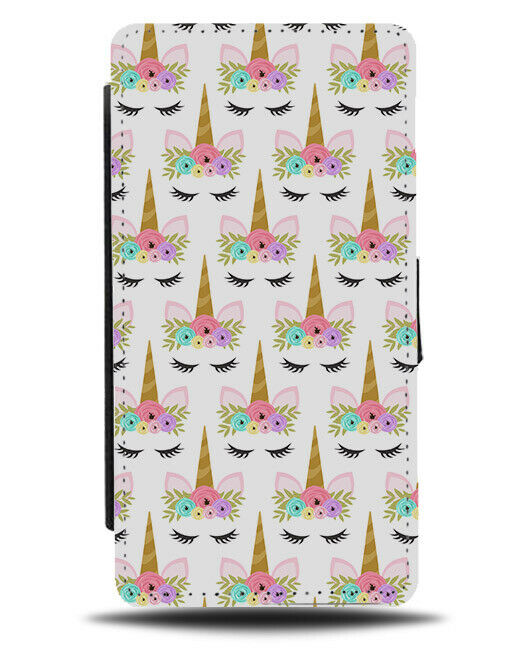 Unicorn Eyelashes Flip Wallet Case Eyelash Unicorns Floral Horn Horns F743