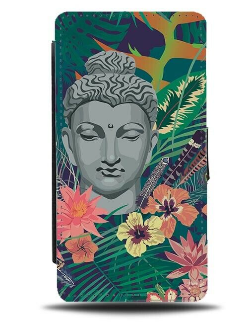 Floral Middle Eastern Buddha Head Flip Wallet Case Figure Buddhas God H296