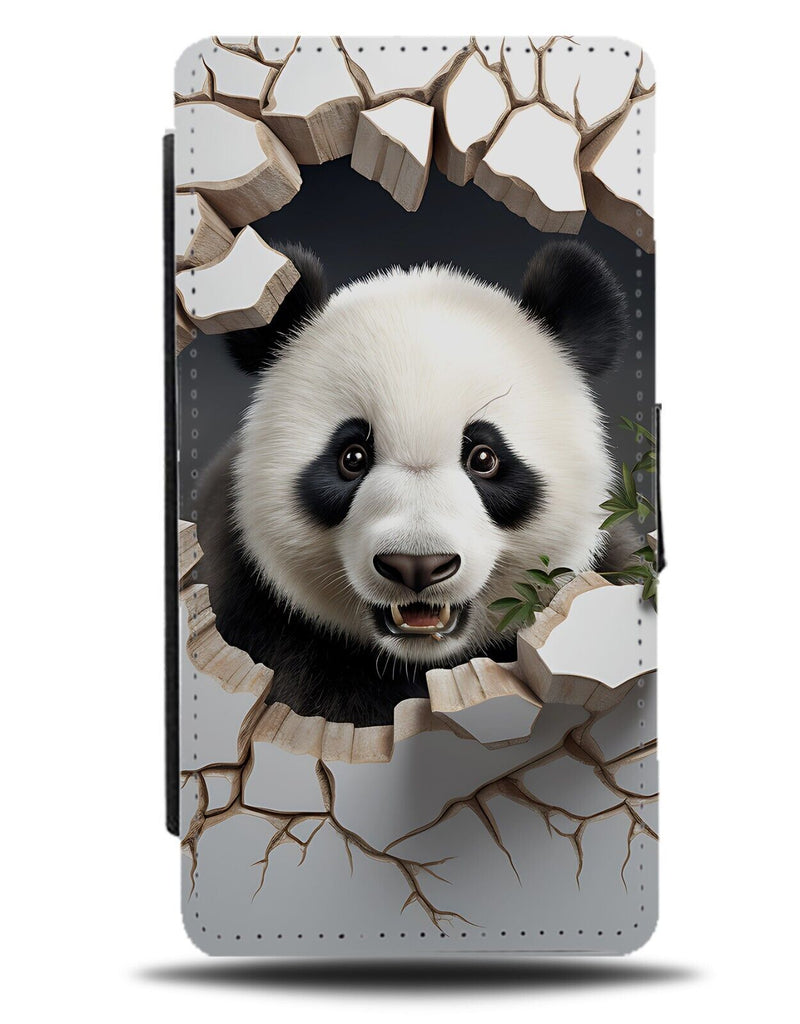 Funny Giant Panda Smashing Through Wall Flip Wallet Case Novelty Humorous DF09