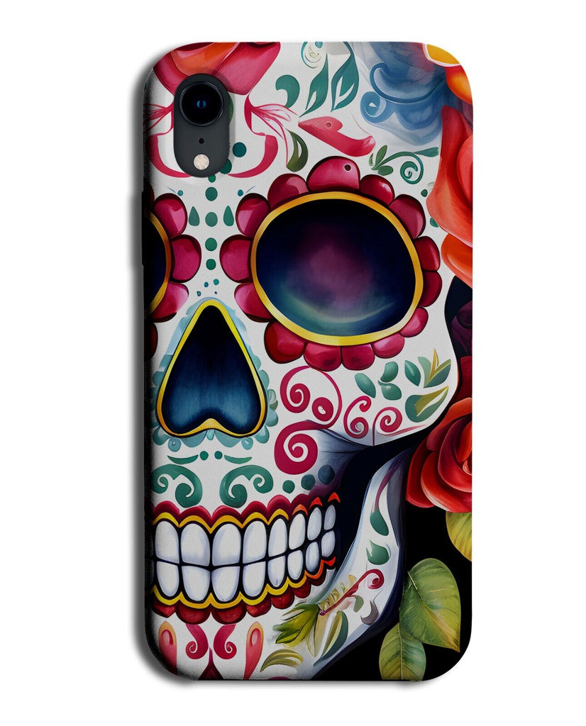 Mexican Sugarskull Phone Case Cover Skull Red Colourful Floral Festival CD90