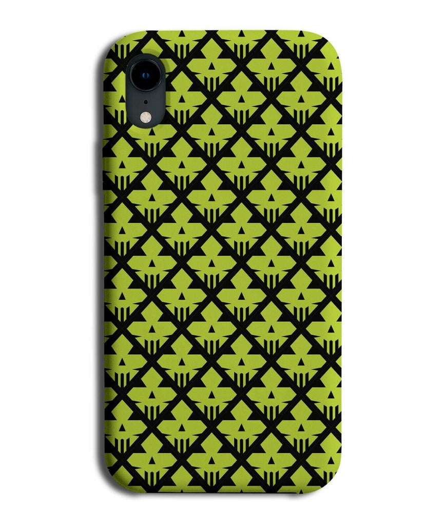 Lime Green Skulls Phone Case Cover Geometric Skull Heads Faces Coloured H727