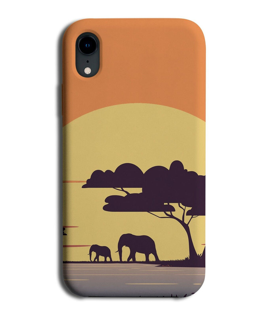 Elephant Silhouette Sunset Phone Cover Case Nature Scene Animal Sun Light J334