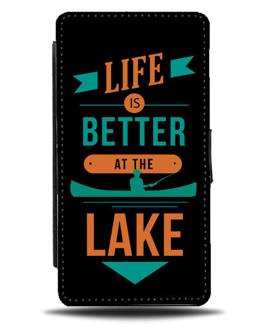 Lake Fishing Quote Flip Wallet Case Slogan Writing Phrase Sentence Words J364