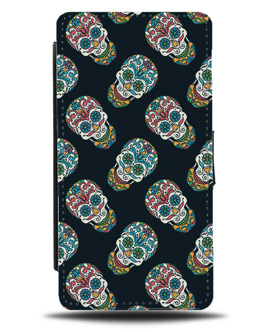 Colourful Mexican Sugarskull Flip Wallet Case Skulls Mexico Traditional H696