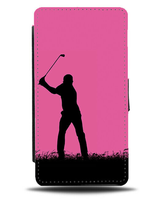 Golf Flip Cover Wallet Phone Case Golfing Golfer Balls Present Hot Pink i612