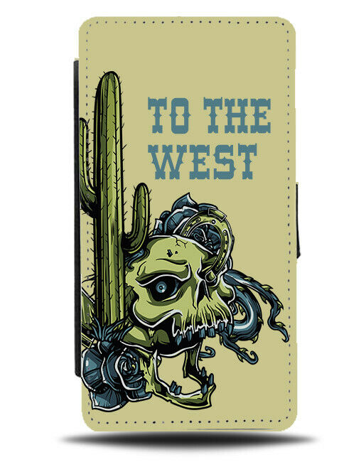 Skull The West Flip Wallet Phone Case Cactus Western Cowboy Plant Vintage E265