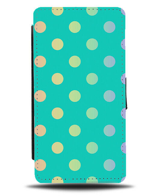 Turquoise Green & Colourful Polka Dot Flip Cover Wallet Phone Case Rainbow i507