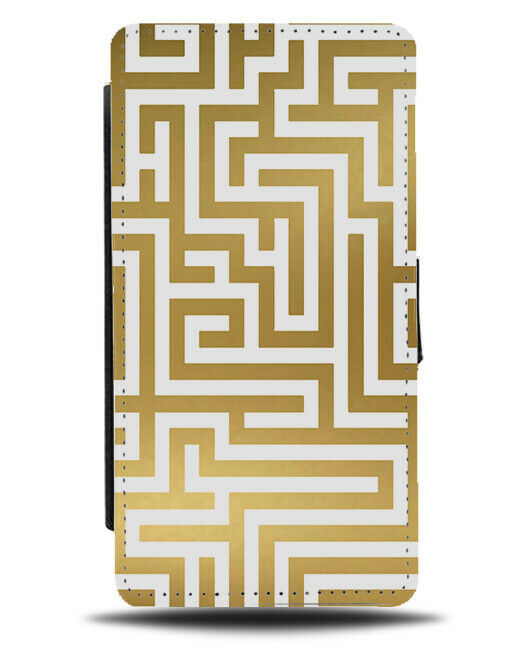 Golden Maze Flip Cover Wallet Phone Case Gold and White Coloured Stylish B830