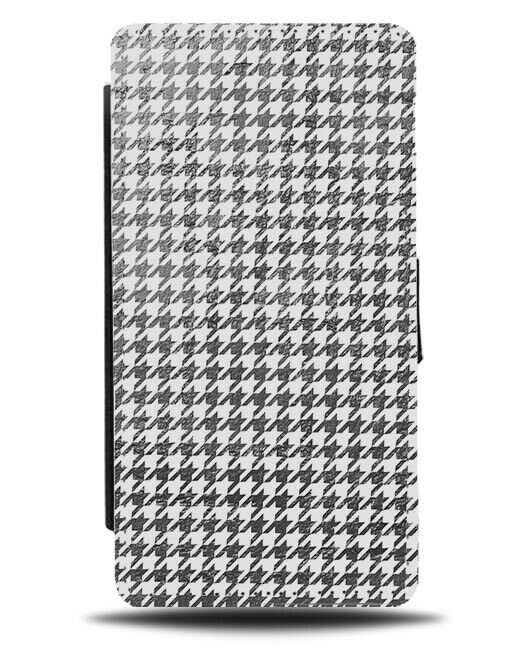 Silver and White Tartan Pattern Flip Wallet Case Gingham Flannel F186