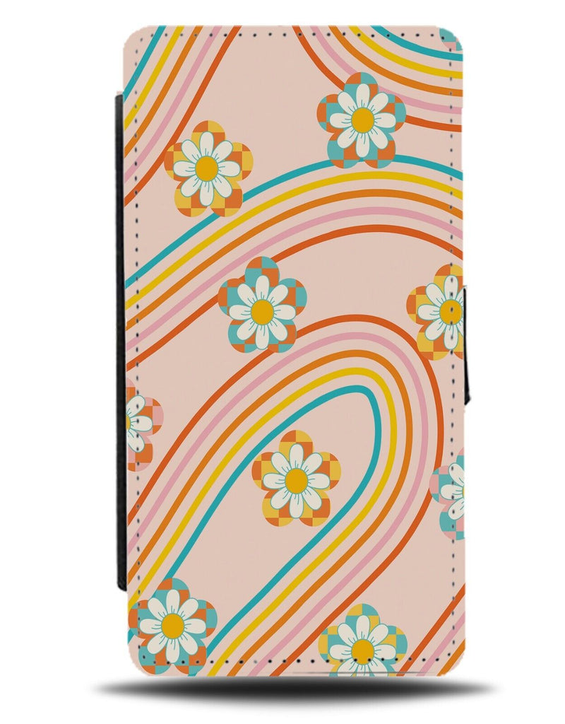 Retro Hippy Flowers Print Design Flip Wallet Case Floral 60s 70s Style Look CF10