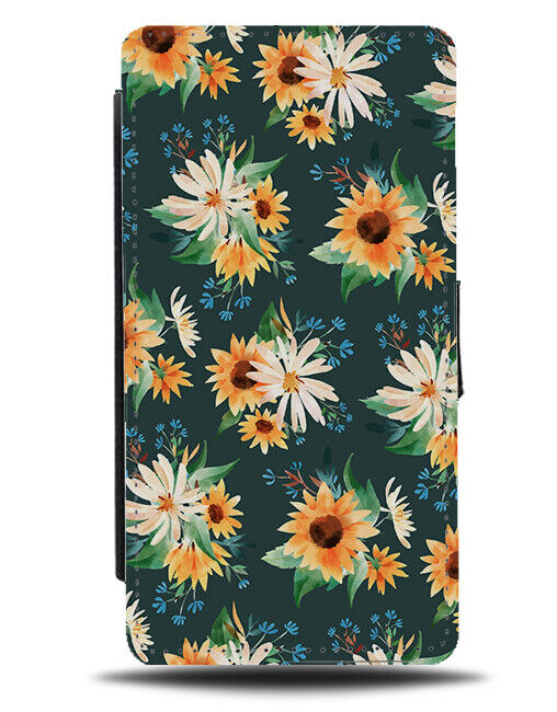 Watercolour Sunflowers Flip Wallet Case Sunflower Sun Flower Water Summer N585