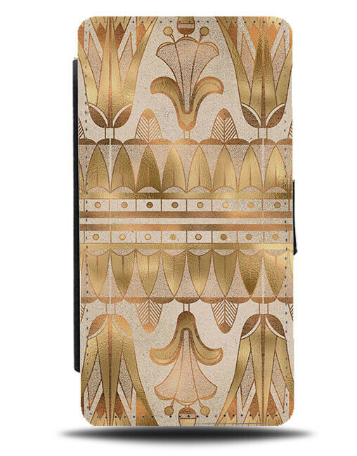Egypt Pattern Shapes Flip Wallet Case Shaped Design Image Picture Gold F478
