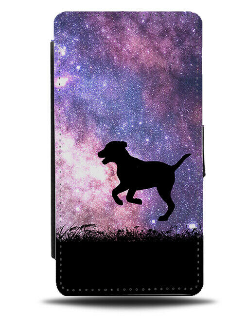Dog Silhouette Flip Cover Wallet Phone Case Dogs Puppy Space Stars Sky i175