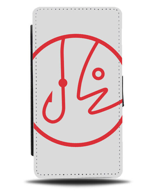 Fishing Hook Symbols Flip Wallet Case Shapes Simplistic Design Bait Hooked J353