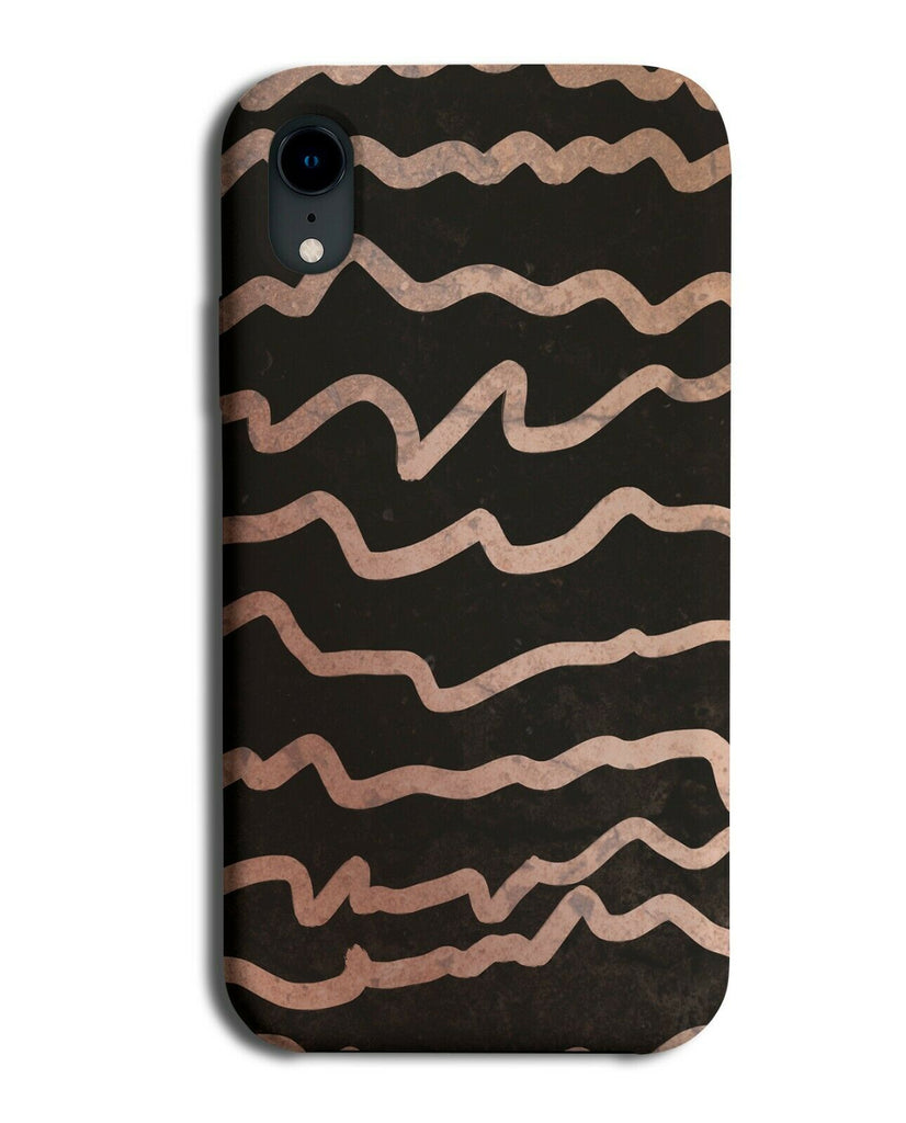 Black and Rose Gold Squiggly Lines Phone Case Cover Drawn Markings Funky G329